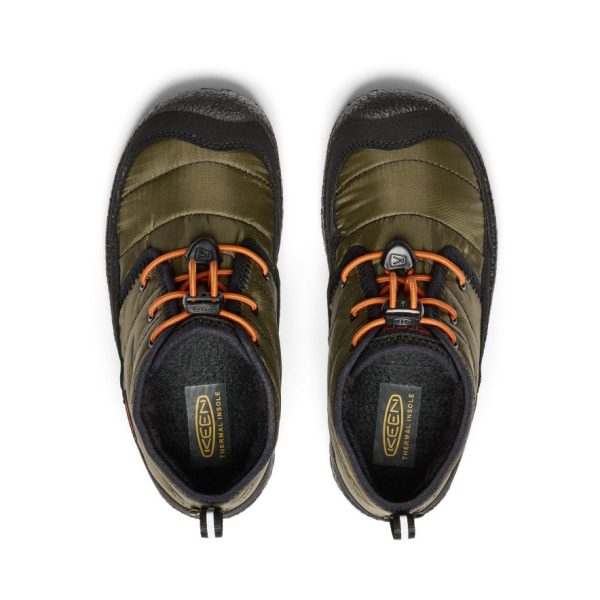 Big Kids' Howser II Waterproof Chukka  |  Dark Olive/Gold Flame - Image 4