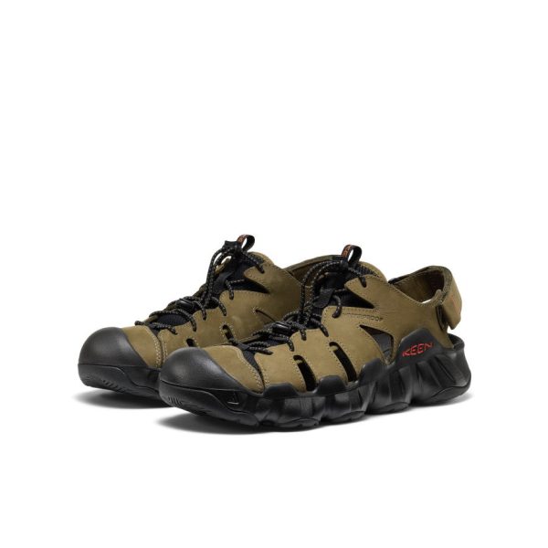 Men's Hyperport Fisherman Leather Sandal  |  Dark Olive/Black - Image 2