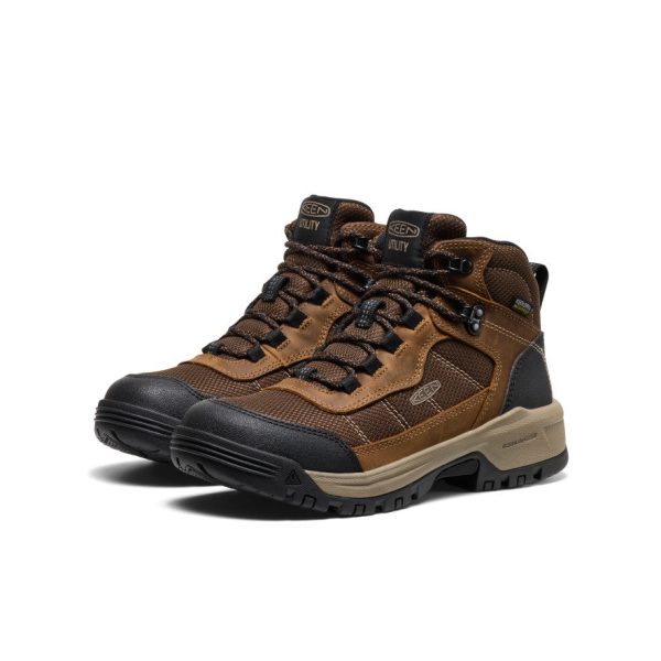 Women's Skokie Waterproof Work Boot (Soft Toe)  |  Bison/Black - Image 2