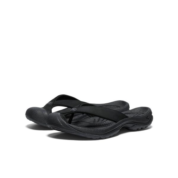 Women's Waimea Leather Flip-Flop  |  Black/Black - Image 2