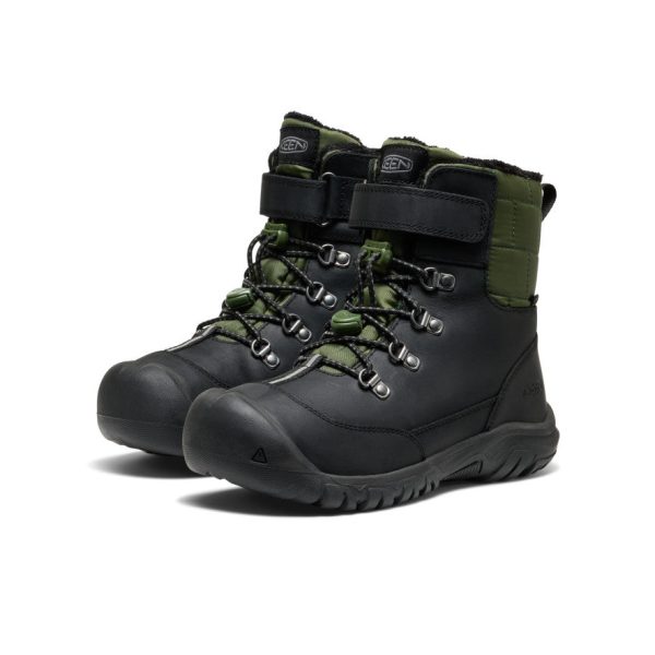 Big Kids' Kanibou Waterproof Winter Boot  |  Black/Bronze Green - Image 2