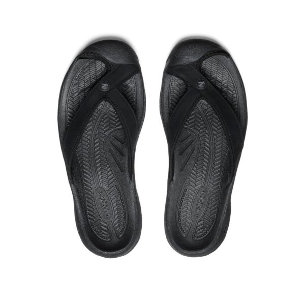 Women's Waimea Leather Flip-Flop  |  Black/Black - Image 4