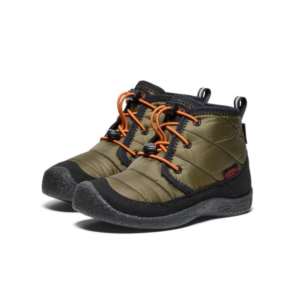 Big Kids' Howser II Waterproof Chukka  |  Dark Olive/Gold Flame - Image 2