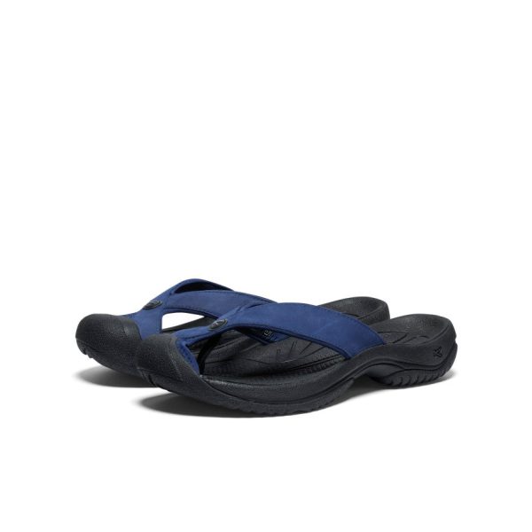 Men's Waimea Leather Flip-Flop  |  Naval Academy/Black - Image 2