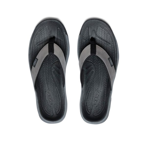 Men's Kona Leather Flip-Flop  |  Steel Grey/Black - Image 4