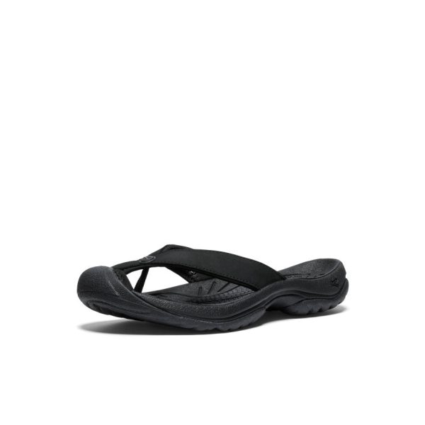 Women's Waimea Leather Flip-Flop  |  Black/Black - Image 3