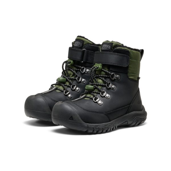Little Kids' Kanibou Waterproof Winter Boot  |  Black/Bronze Green - Image 2