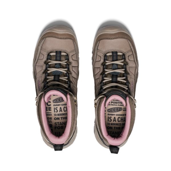 Women's Targhee IV Wide Waterproof Hiking Boot  |  Brindle/Nostalgia Rose - Image 4