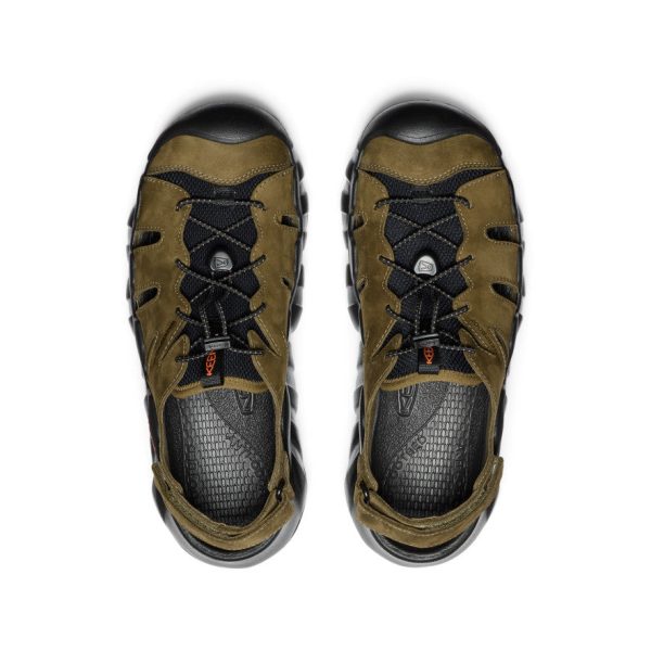 Men's Hyperport Fisherman Leather Sandal  |  Dark Olive/Black - Image 4