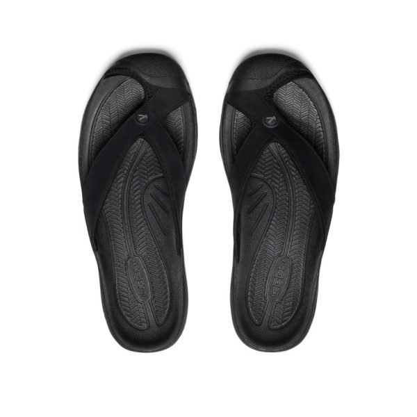 Men's Waimea Leather Flip-Flop  |  Black/Black - Image 4